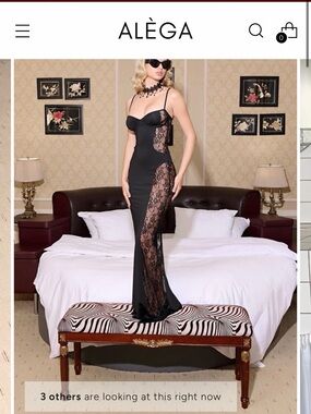 Alèga Black Lace-Panel Trina Maxi Dress